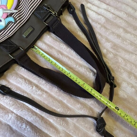 CHALA Unicorn Tote Pink& Brown Stripes Crossbody Messenger Vegan Bag Large Purse - Picture 13 of 14